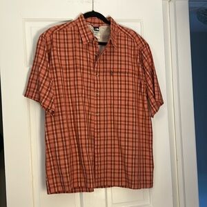 The North Face Men’s Plaid Button Down Short Sleeve Shirt Red/Orange Size Large